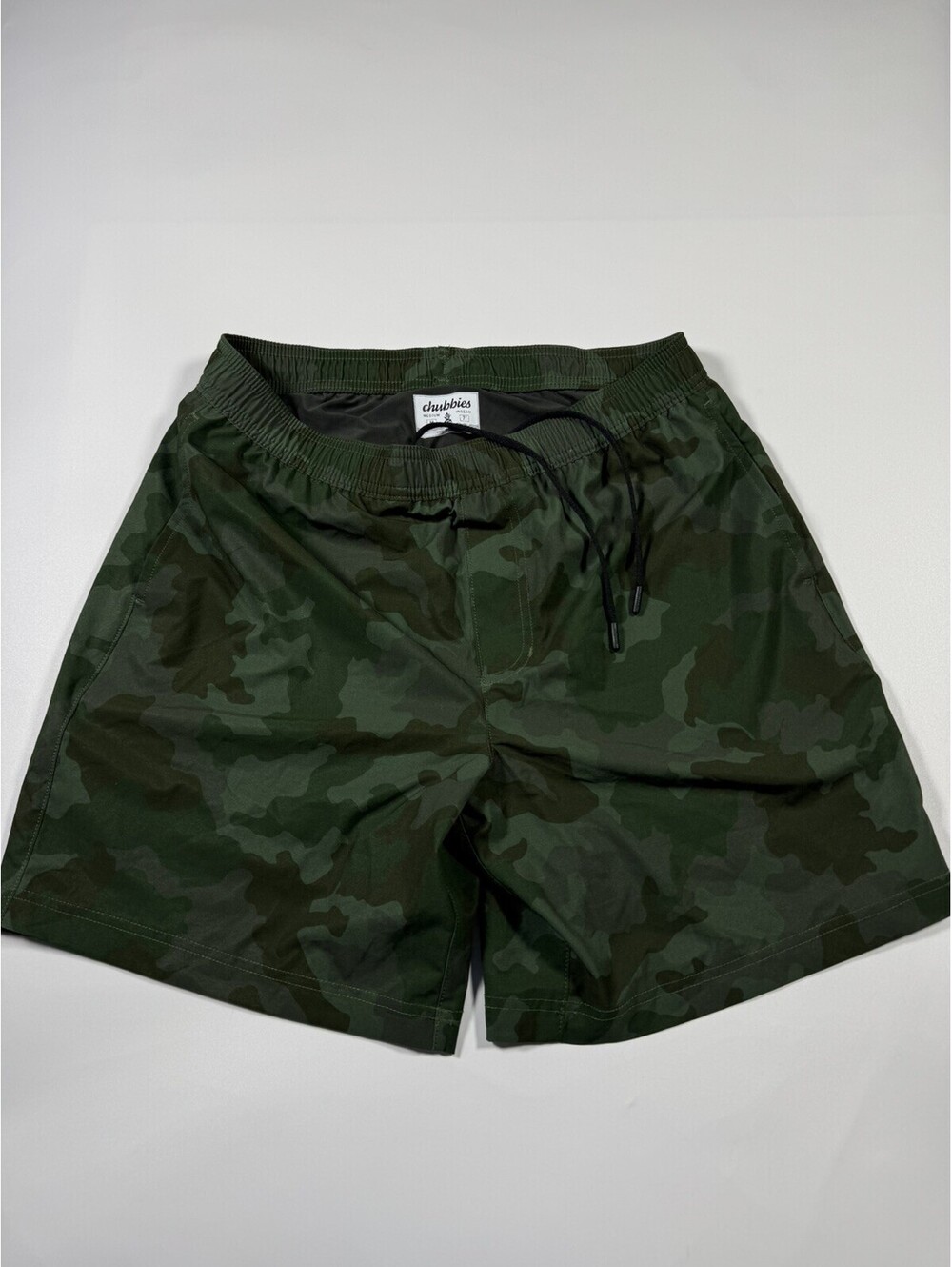 Chubbies Green Camo Size Small 7” Inseam Lined Board Shorts Swim Trunks